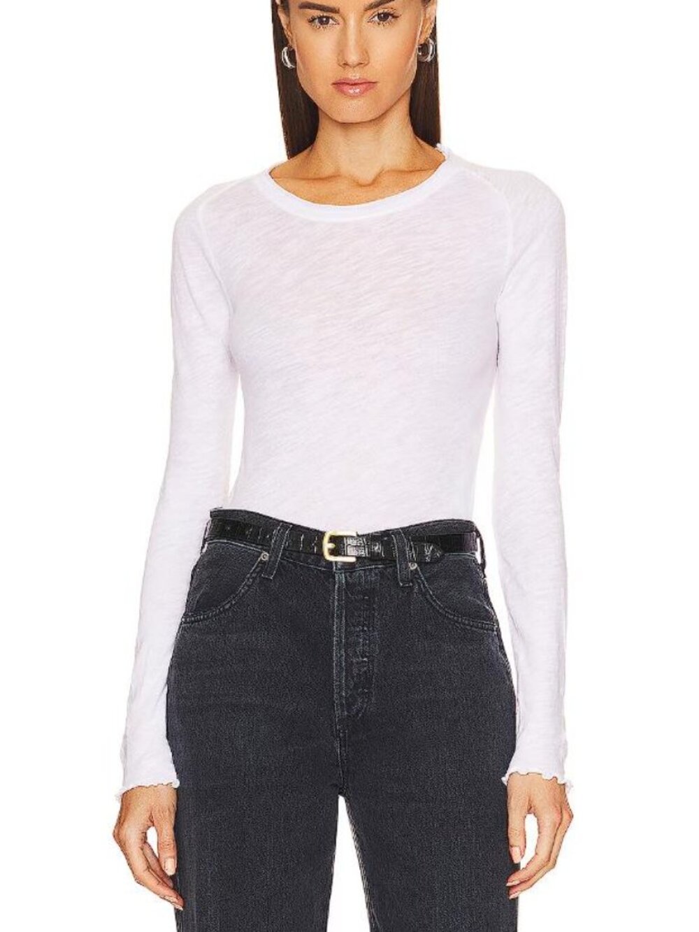 FREE PEOPLE Women's We The Free Be My Baby Long-Sleeve Tee Size M in Ivory
